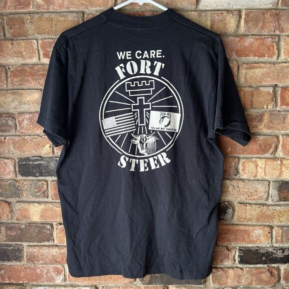 Screen Star Made in USA Bald Eagle Black Shirt Animal Bird We Care Fort Steer L - Picture 4 of 16